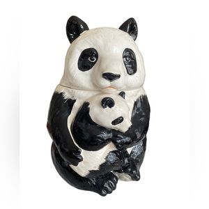 Otagiri Panda With Baby Cookie Jar Japan Rare Vintage, For Parts (read Descript)